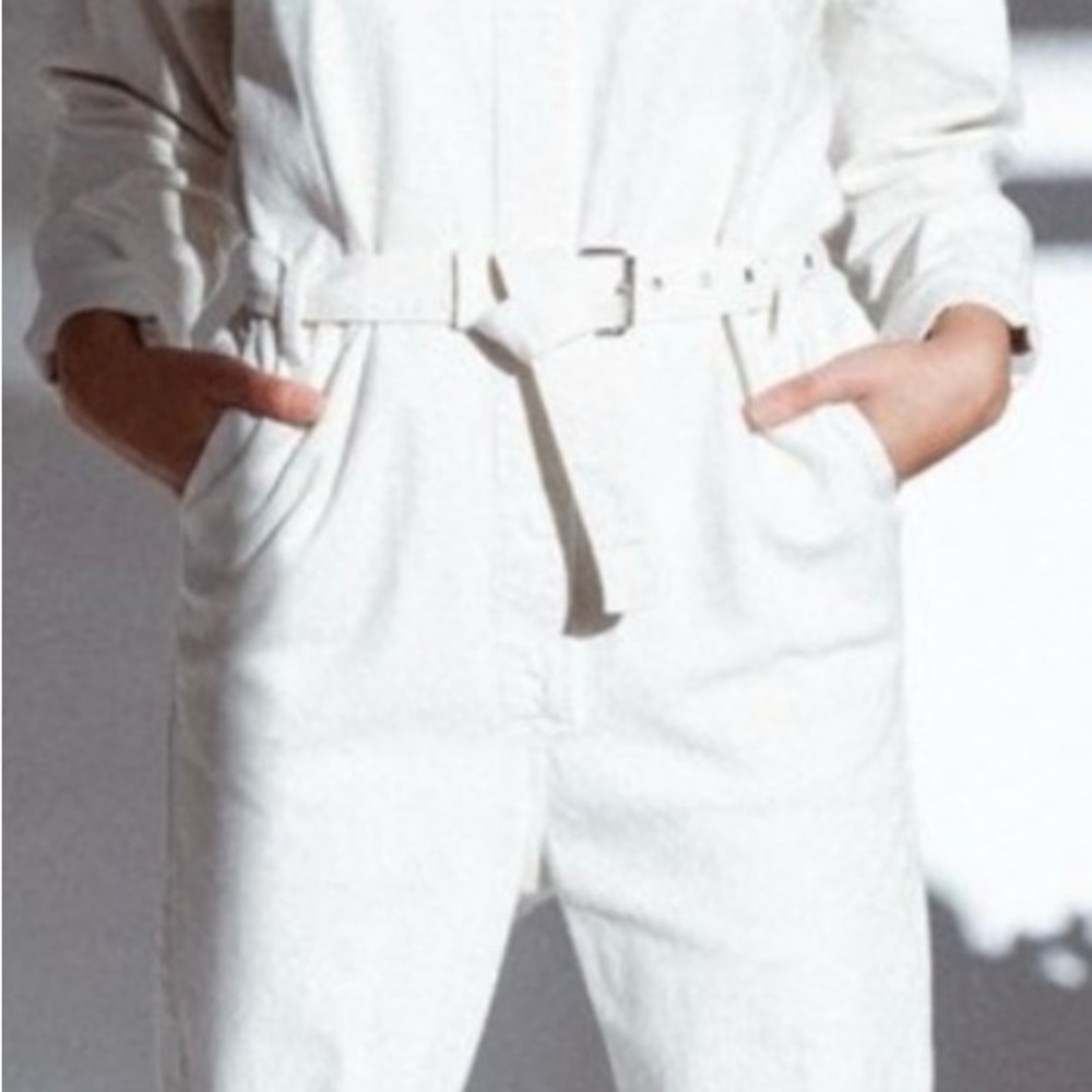 Rachel Comey White Belted Jumpsuit with Relaxed Fit